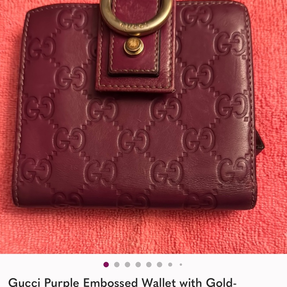 Gucci Burgundy Wallet with Gold Zipper